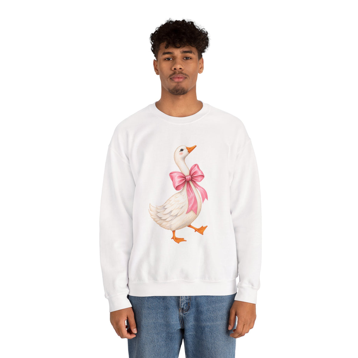 Cute Duck with Pink Bow Unisex Heavy Blend Crewneck Sweatshirt