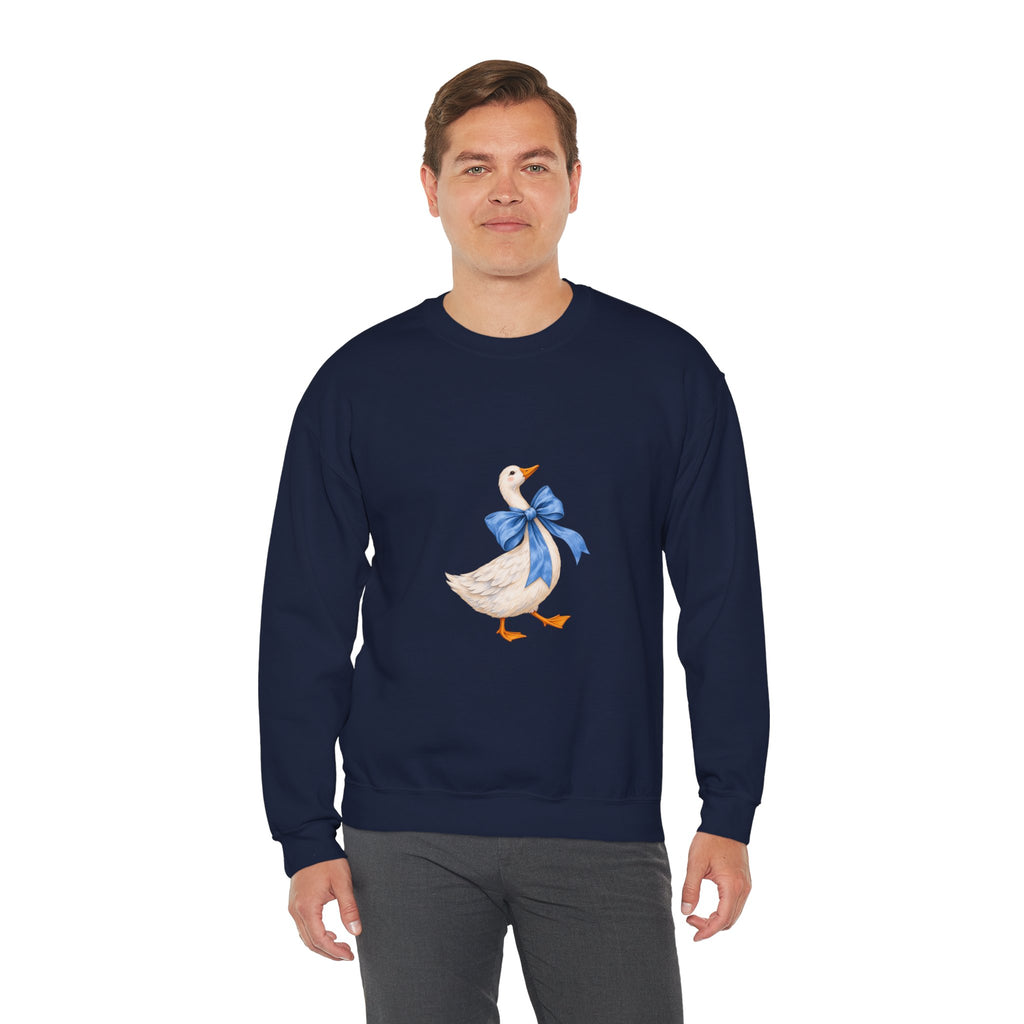 Cute Duck with blue bow Unisex Heavy Blend™ Crewneck Sweatshirt