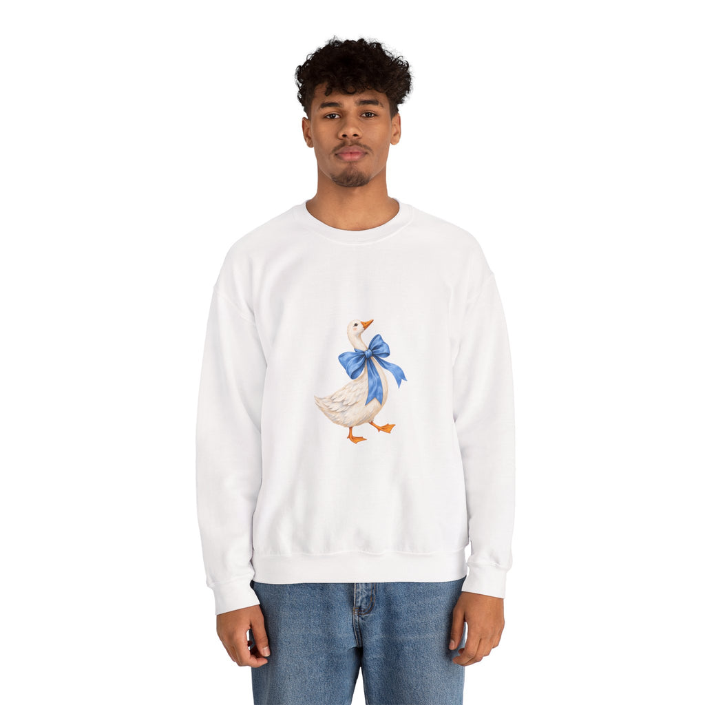 Cute Duck with blue bow Unisex Heavy Blend™ Crewneck Sweatshirt