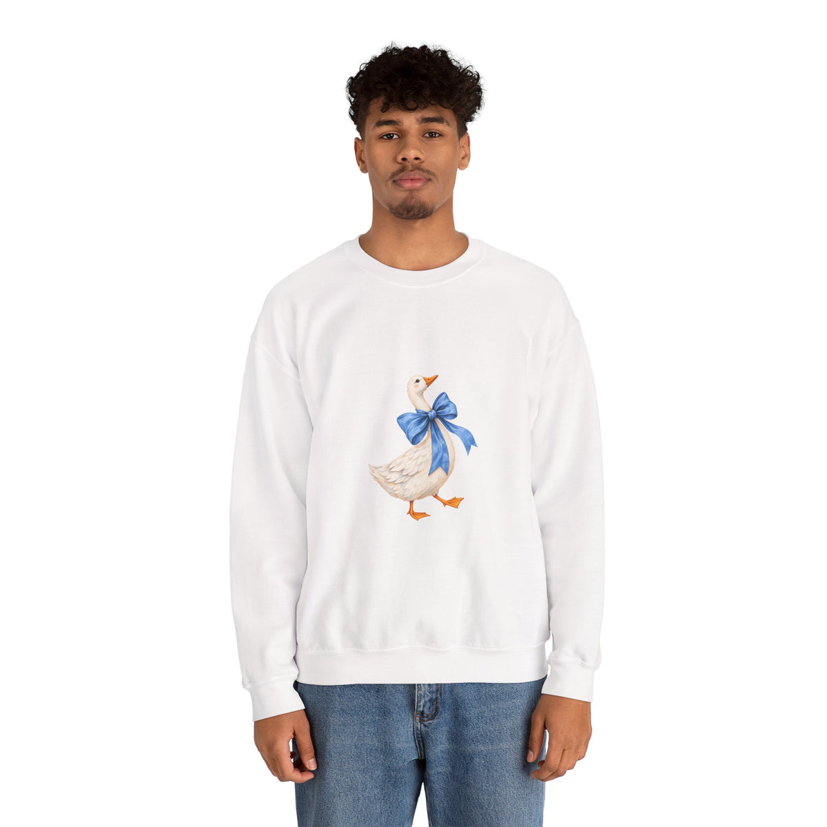 Cute Duck with blue bow Unisex Heavy Blend™ Crewneck Sweatshirt
