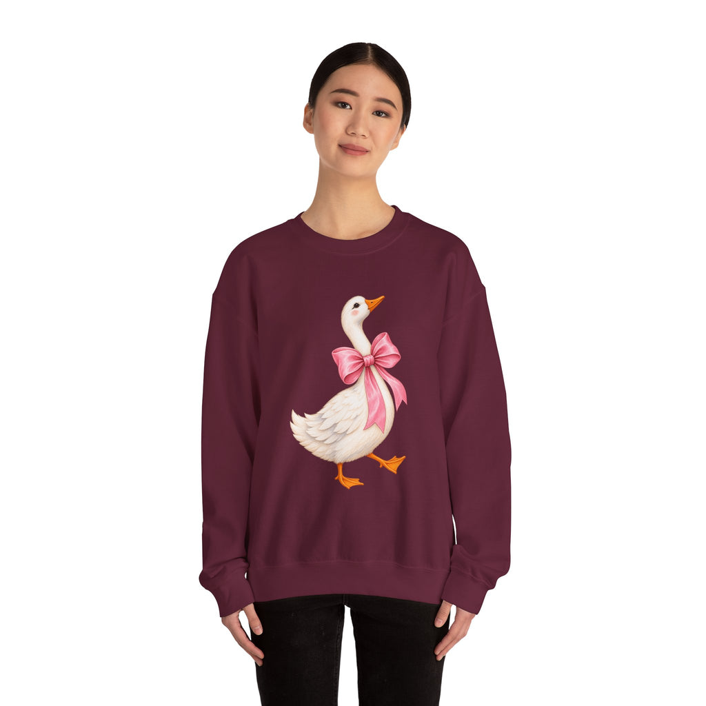 Cute Duck with Pink Bow Unisex Heavy Blend Crewneck Sweatshirt