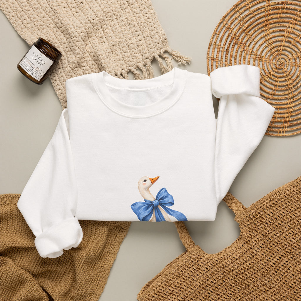 Cute Duck with blue bow Unisex Heavy Blend™ Crewneck Sweatshirt