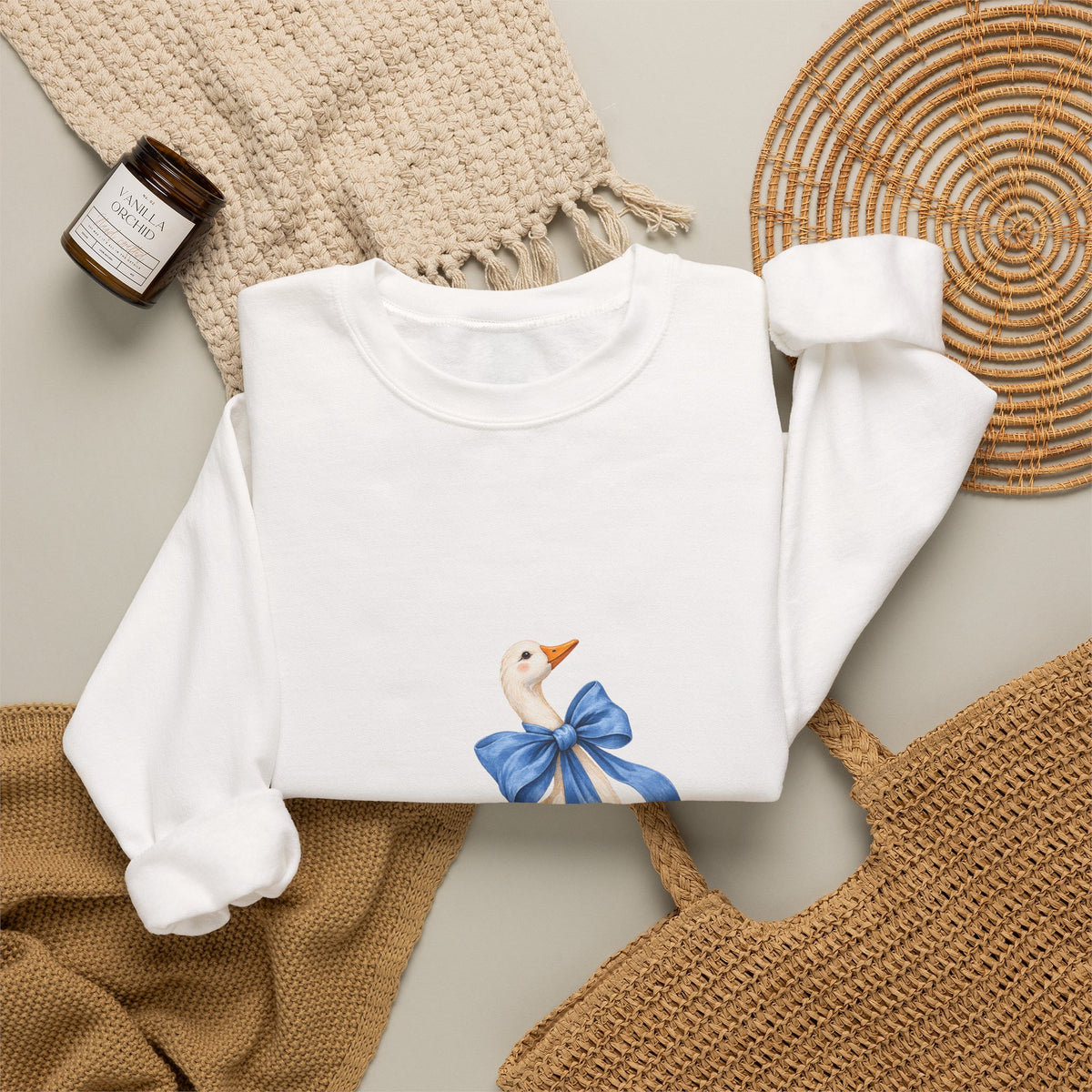 Cute Duck with blue bow Unisex Heavy Blend™ Crewneck Sweatshirt