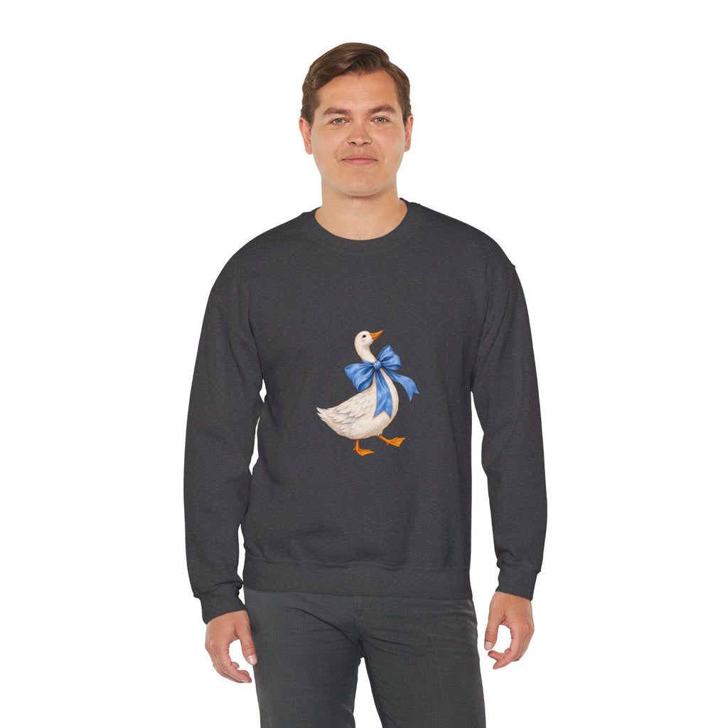 Cute Duck with blue bow Unisex Heavy Blend™ Crewneck Sweatshirt