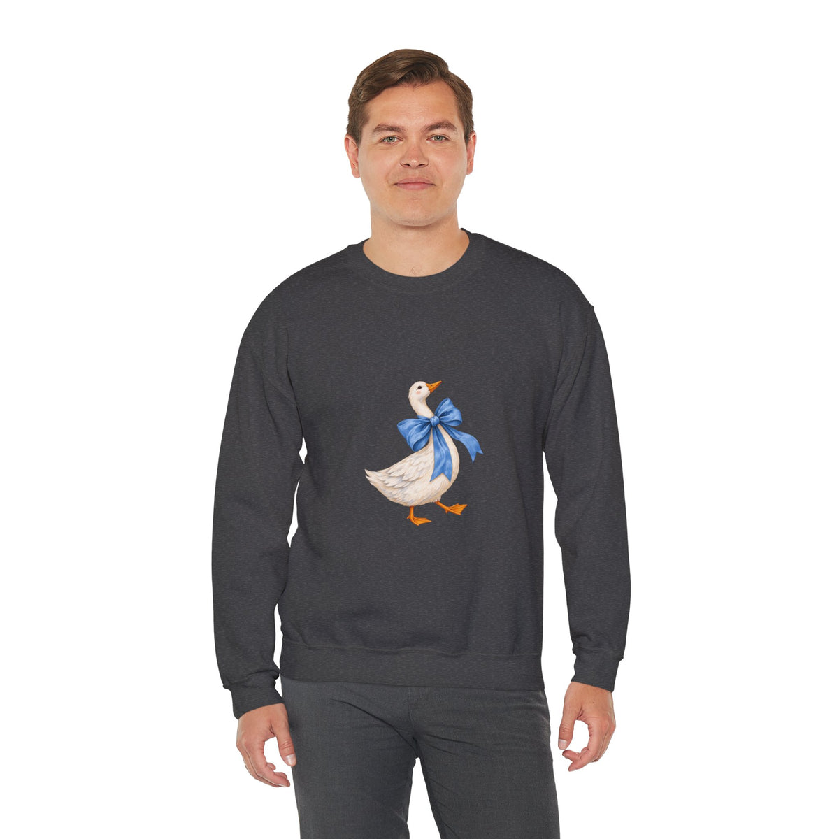 Cute Duck with blue bow Unisex Heavy Blend™ Crewneck Sweatshirt