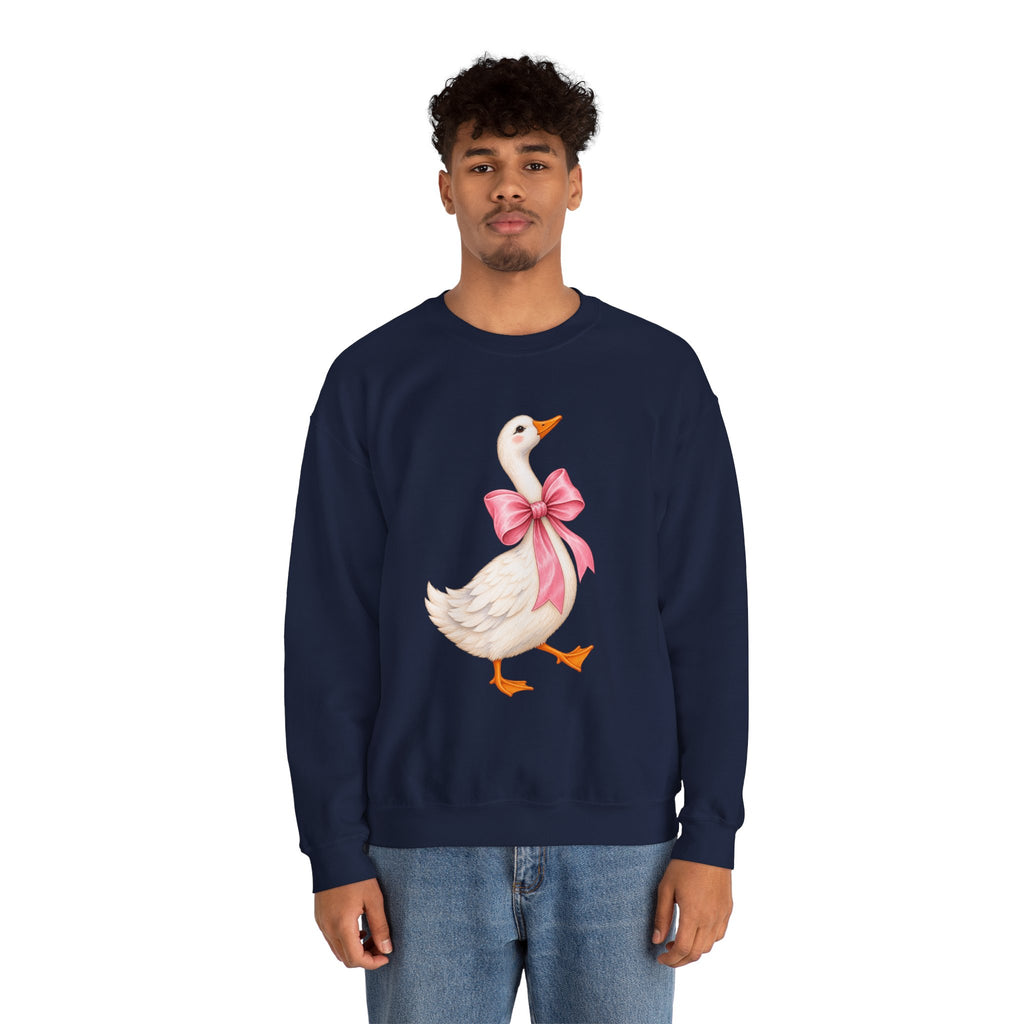 Cute Duck with Pink Bow Unisex Heavy Blend Crewneck Sweatshirt
