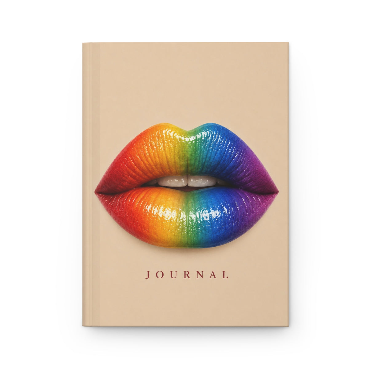 Rainbow Lips Hardcover Journal — Lined Matte Notebook for Pride, Self-Expression & Creative Writing