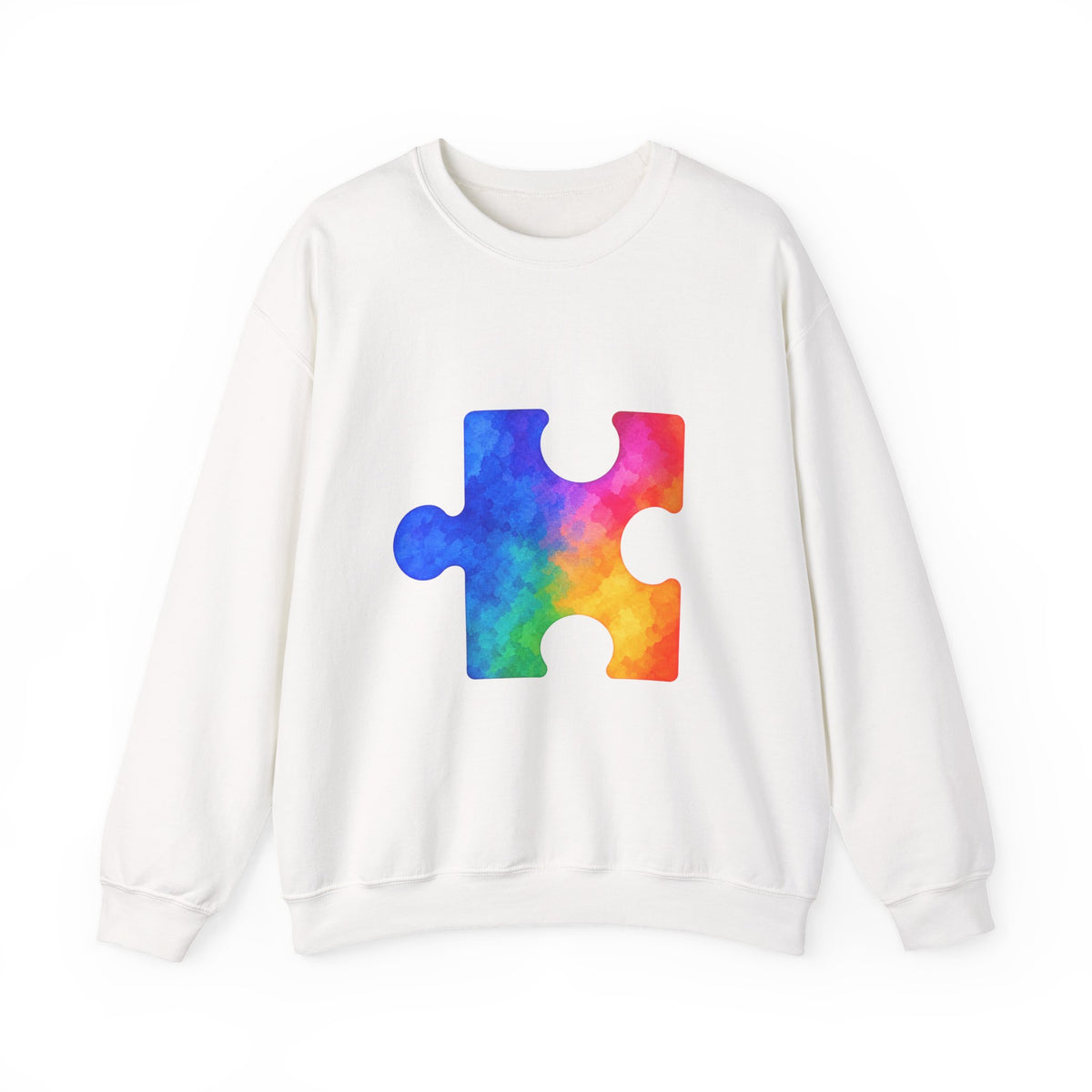 Puzzle Piece Crewneck Sweatshirt — Rainbow Autism Awareness Pullover
