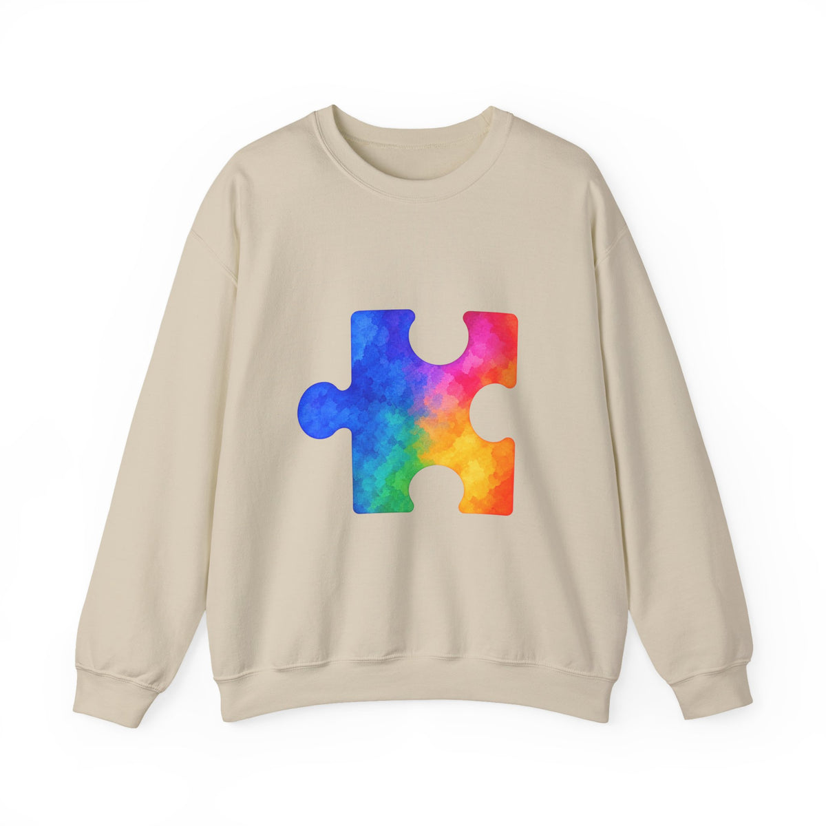 Puzzle Piece Crewneck Sweatshirt — Rainbow Autism Awareness Pullover
