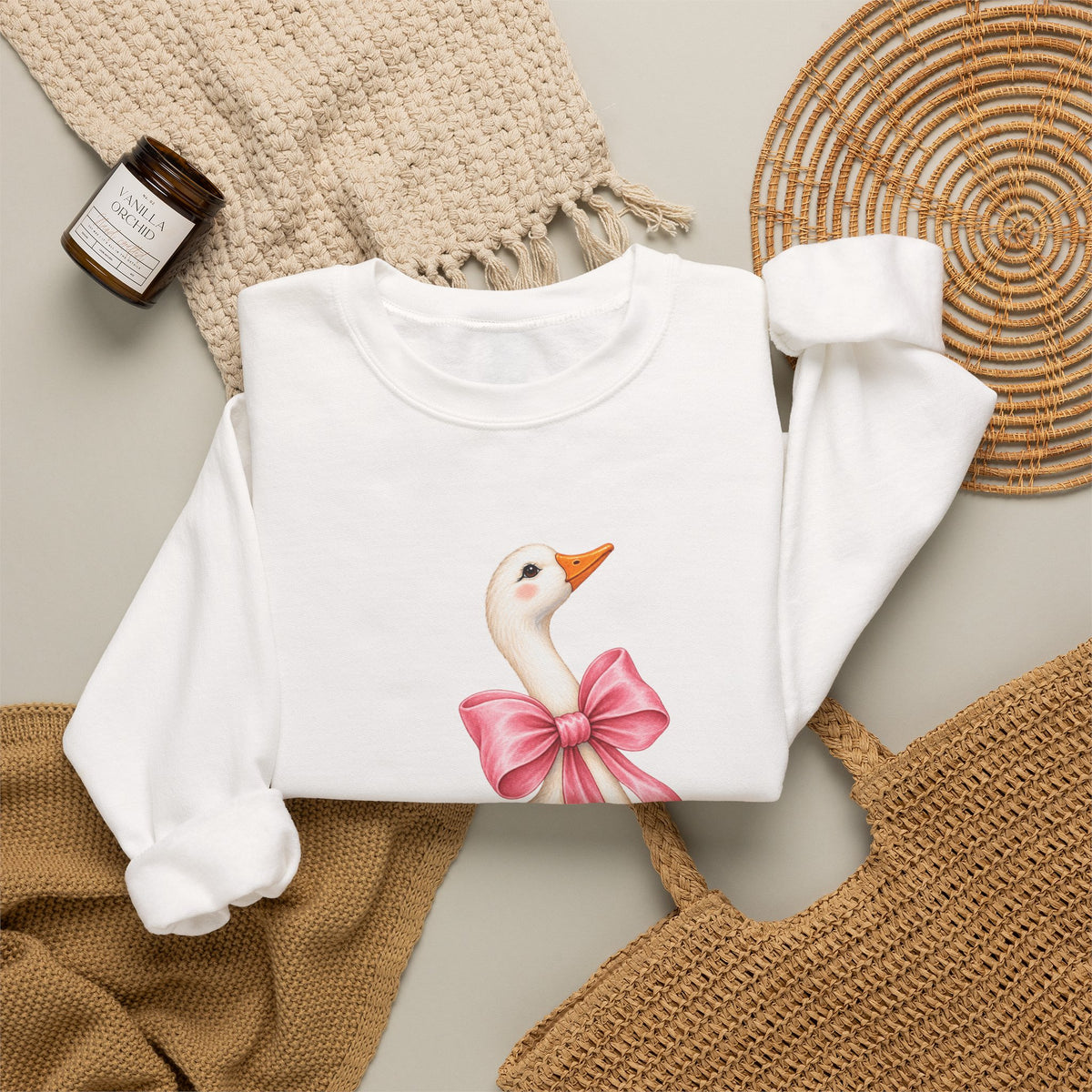 Cute Duck with Pink Bow Unisex Heavy Blend Crewneck Sweatshirt
