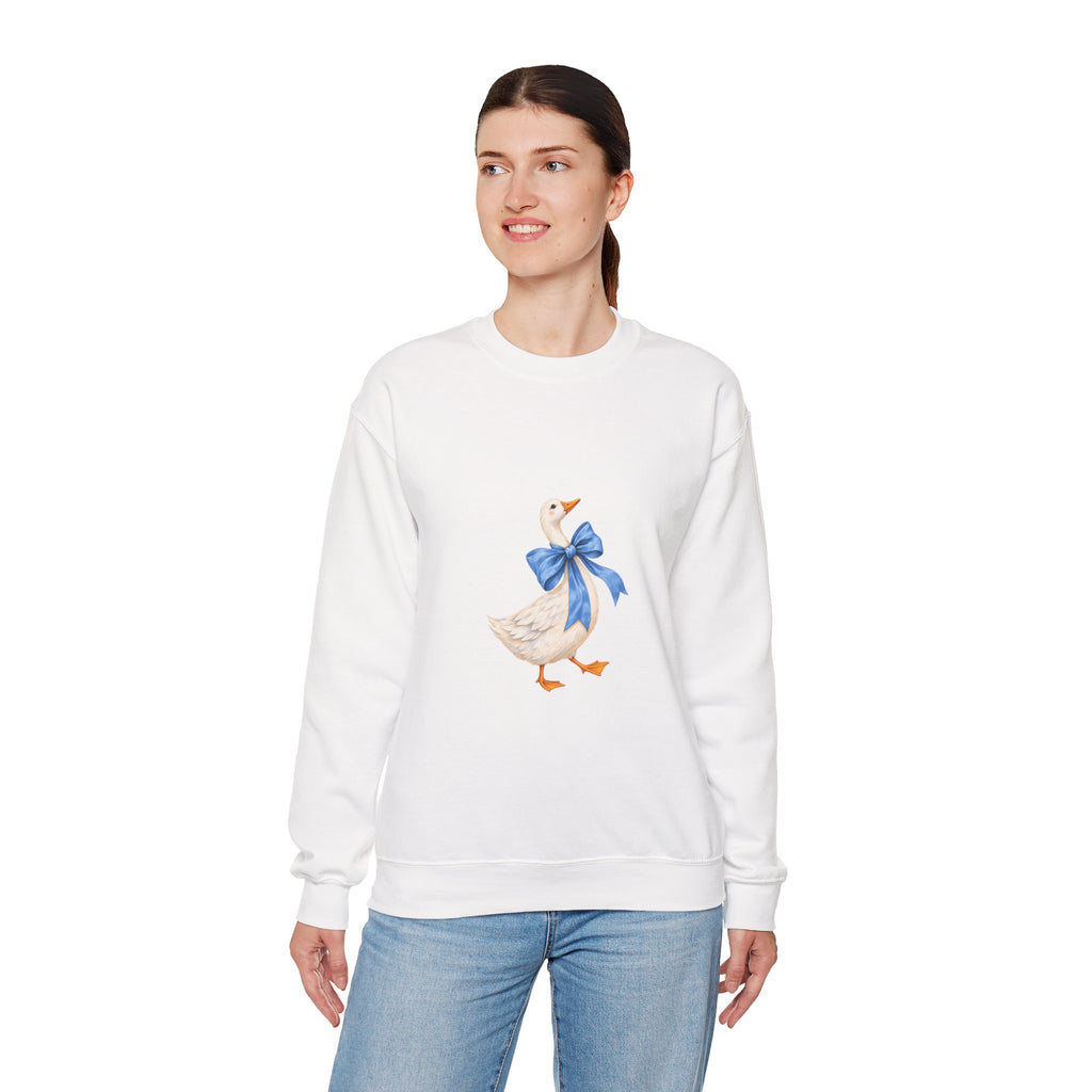 Cute Duck with blue bow Unisex Heavy Blend™ Crewneck Sweatshirt