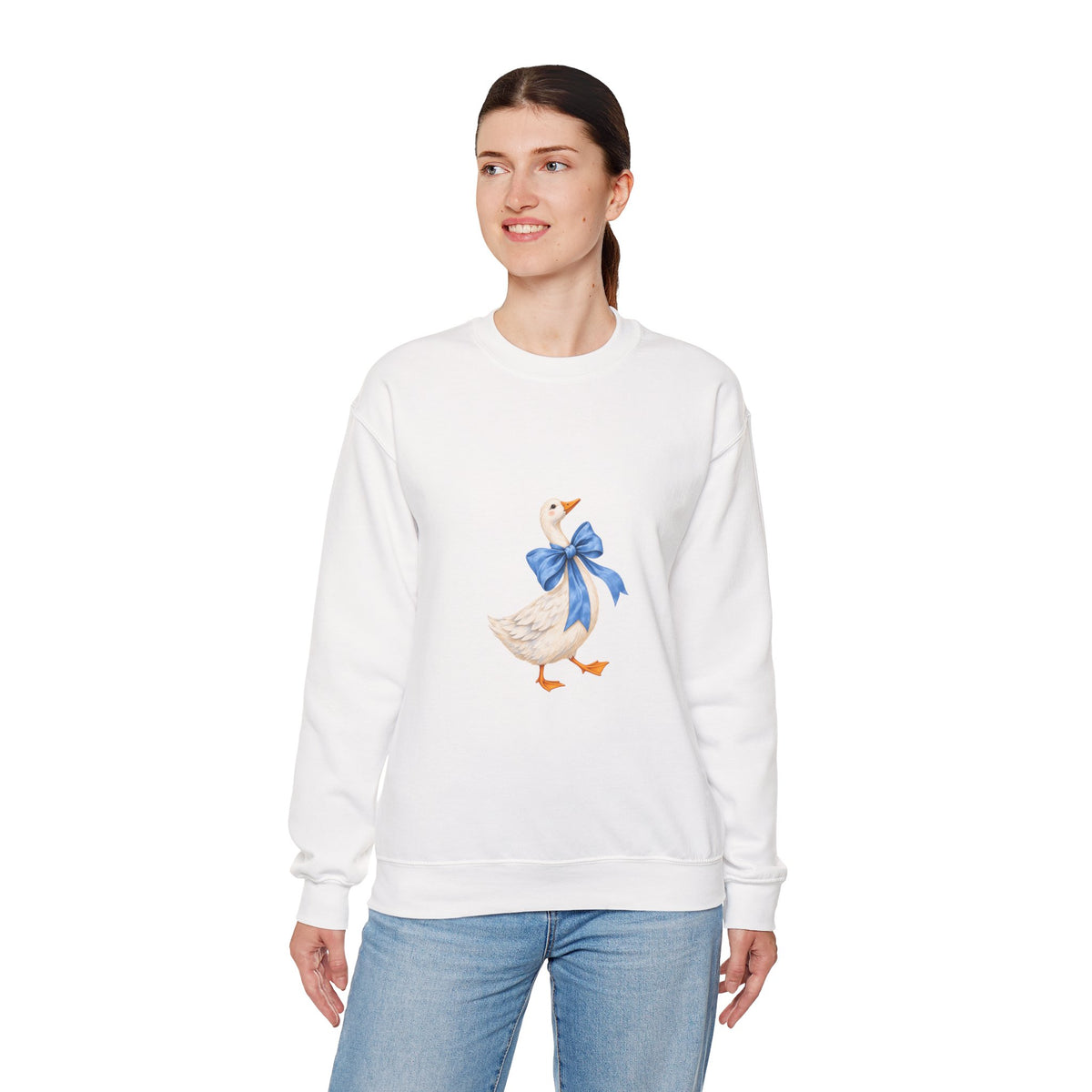 Cute Duck with blue bow Unisex Heavy Blend™ Crewneck Sweatshirt