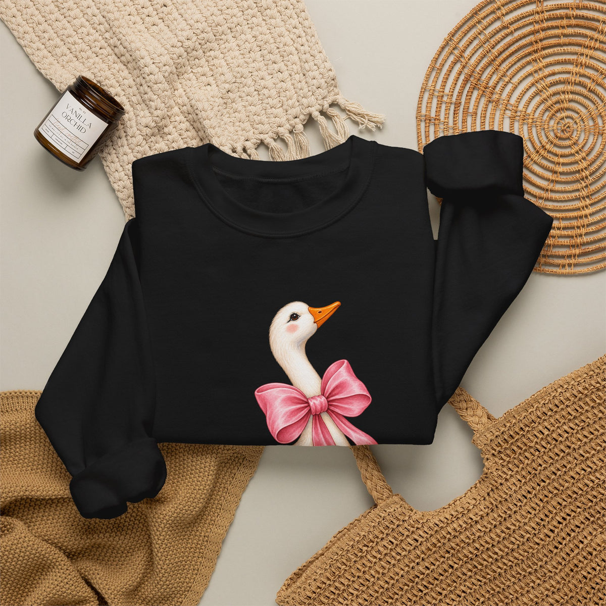 Cute Duck with Pink Bow Unisex Heavy Blend Crewneck Sweatshirt