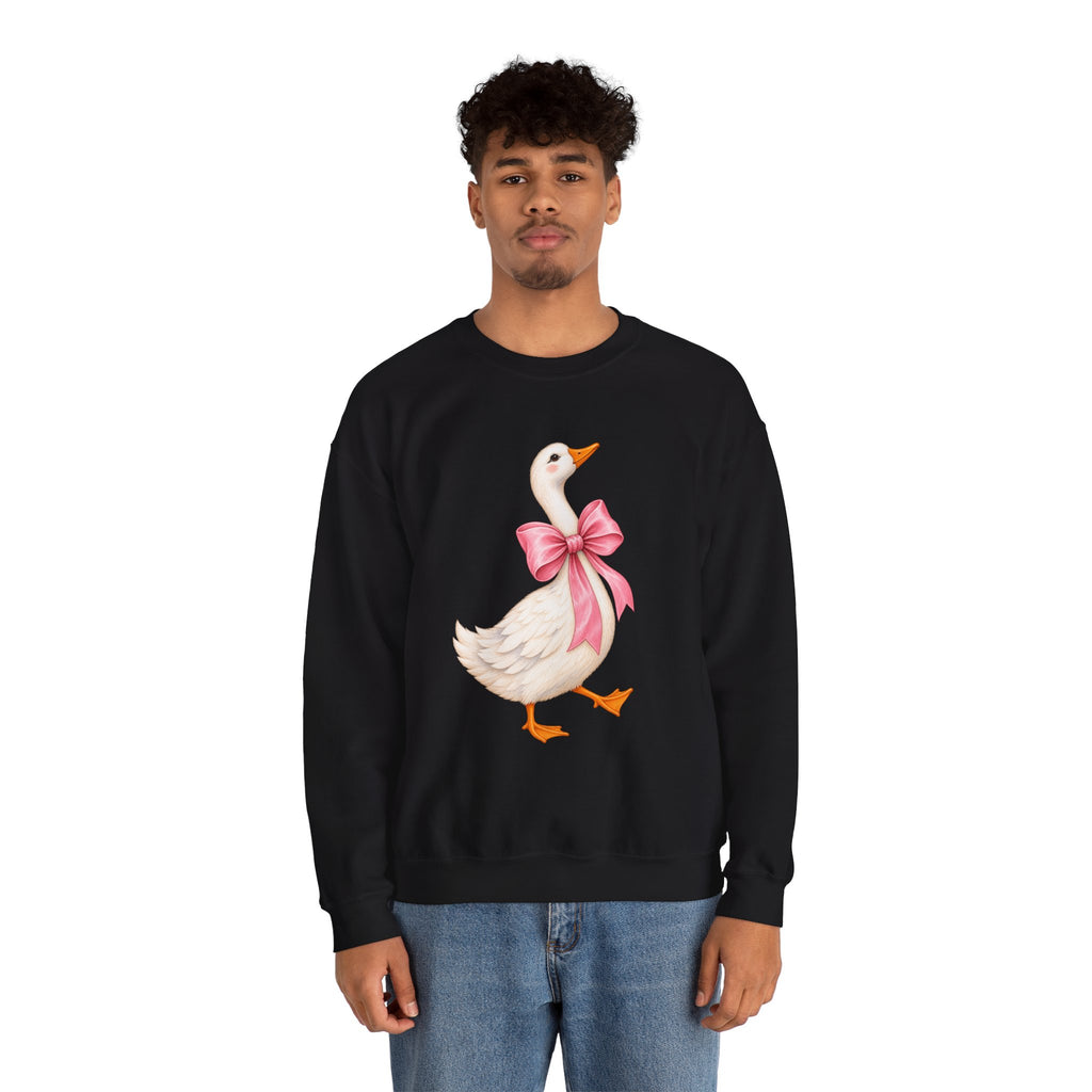 Cute Duck with Pink Bow Unisex Heavy Blend Crewneck Sweatshirt