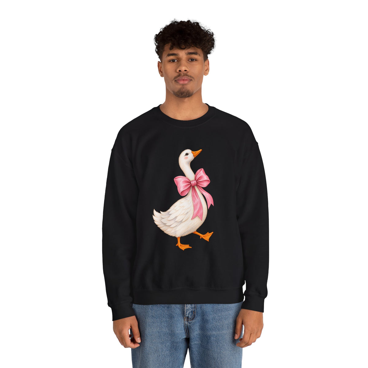 Cute Duck with Pink Bow Unisex Heavy Blend Crewneck Sweatshirt