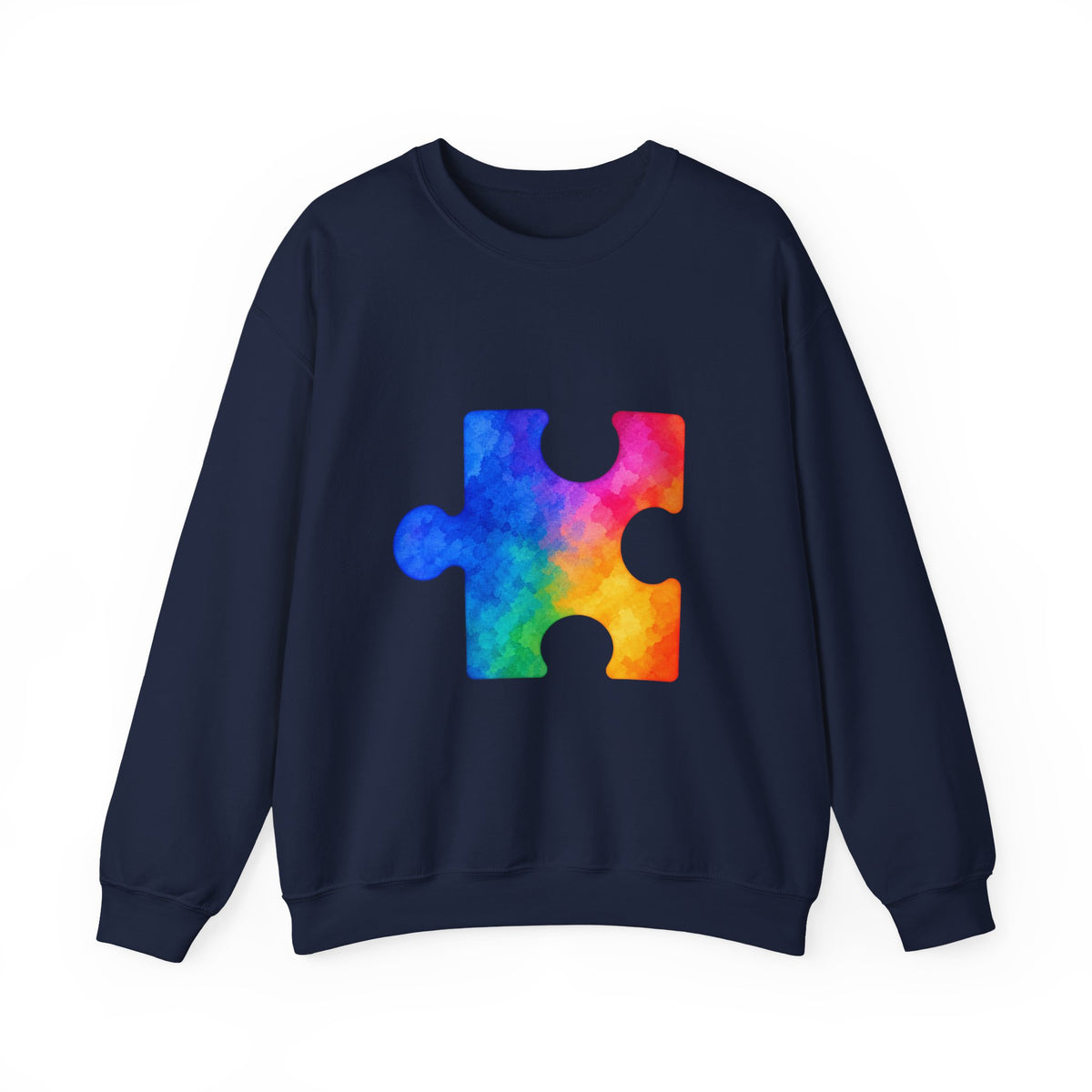 Puzzle Piece Crewneck Sweatshirt — Rainbow Autism Awareness Pullover