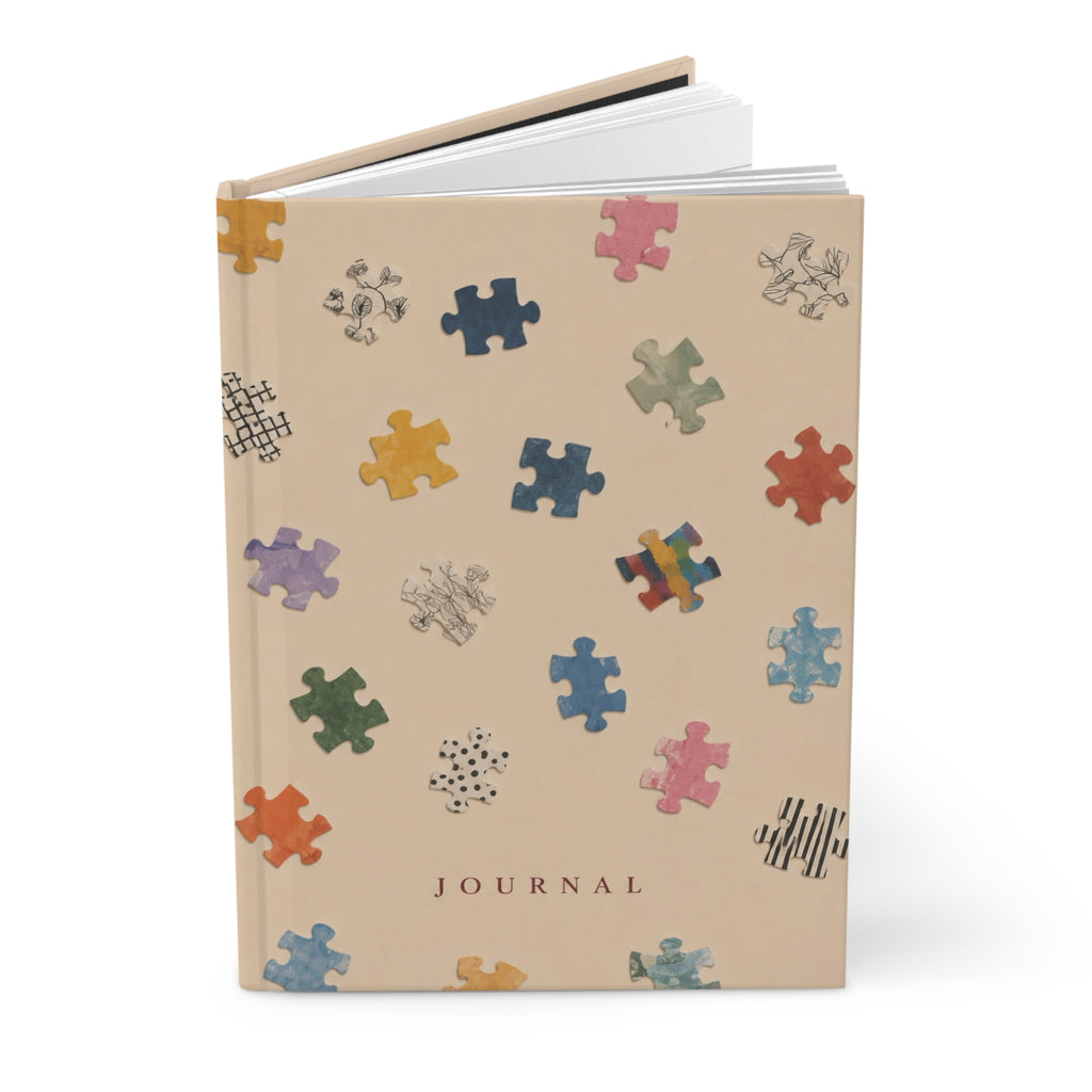 Puzzle Pieces Hardcover Journal — Lined Notebook for Creative Reflection