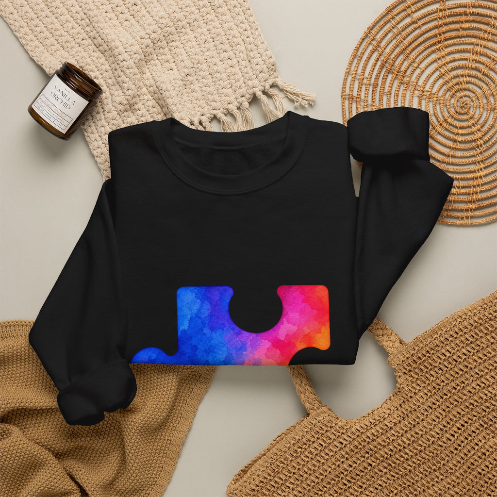 Puzzle Piece Crewneck Sweatshirt — Rainbow Autism Awareness Pullover