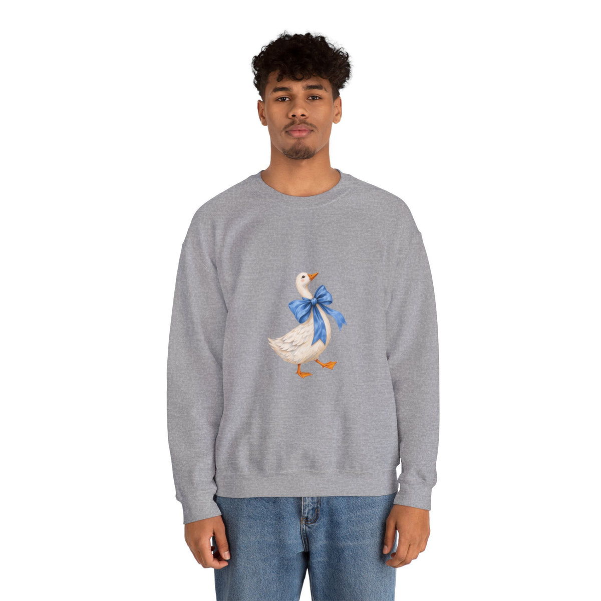 Cute Duck with blue bow Unisex Heavy Blend™ Crewneck Sweatshirt