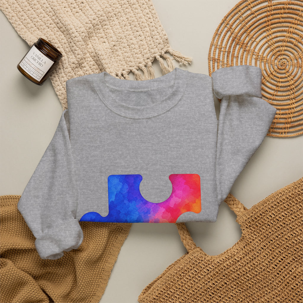 Puzzle Piece Crewneck Sweatshirt — Rainbow Autism Awareness Pullover