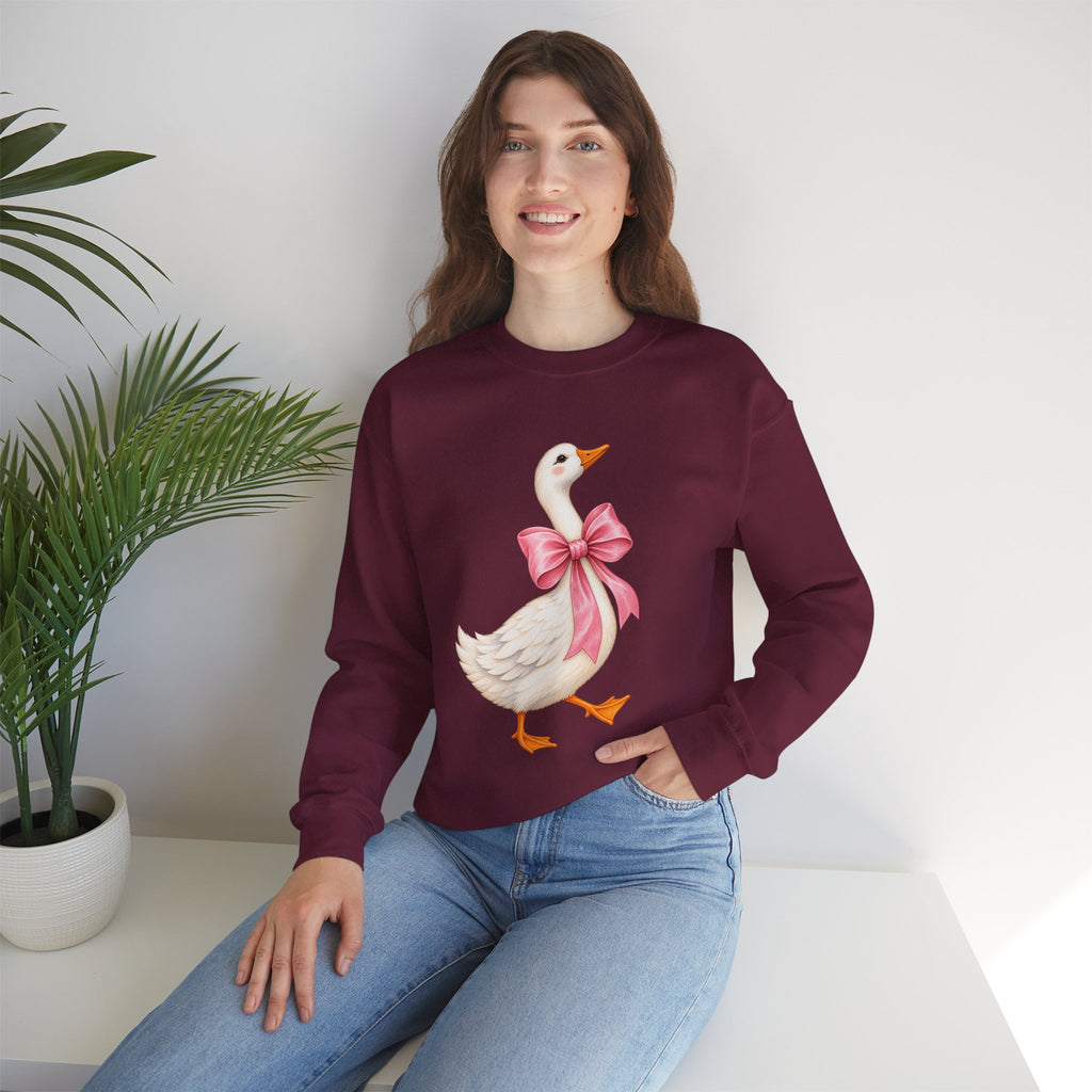 Cute Duck with Pink Bow Unisex Heavy Blend Crewneck Sweatshirt