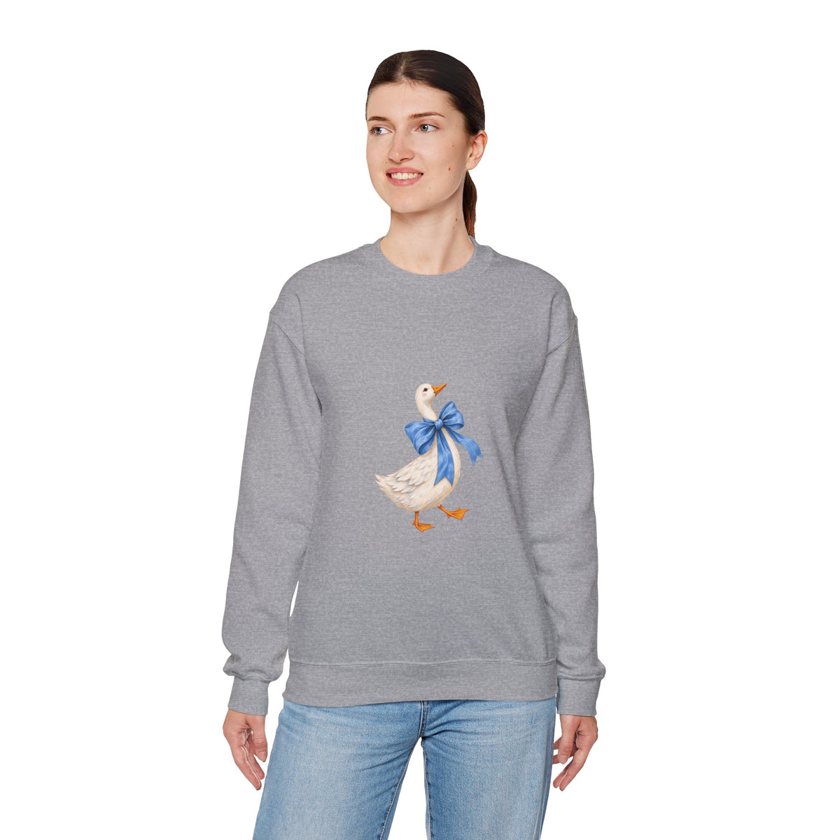 Cute Duck with blue bow Unisex Heavy Blend™ Crewneck Sweatshirt