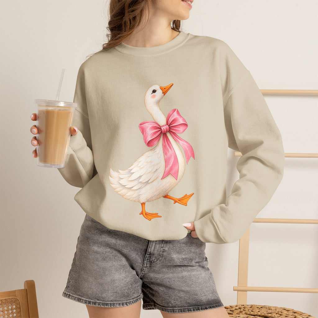 Cute Duck with Pink Bow Unisex Heavy Blend Crewneck Sweatshirt
