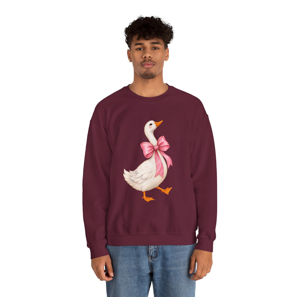 Cute Duck with Pink Bow Unisex Heavy Blend Crewneck Sweatshirt
