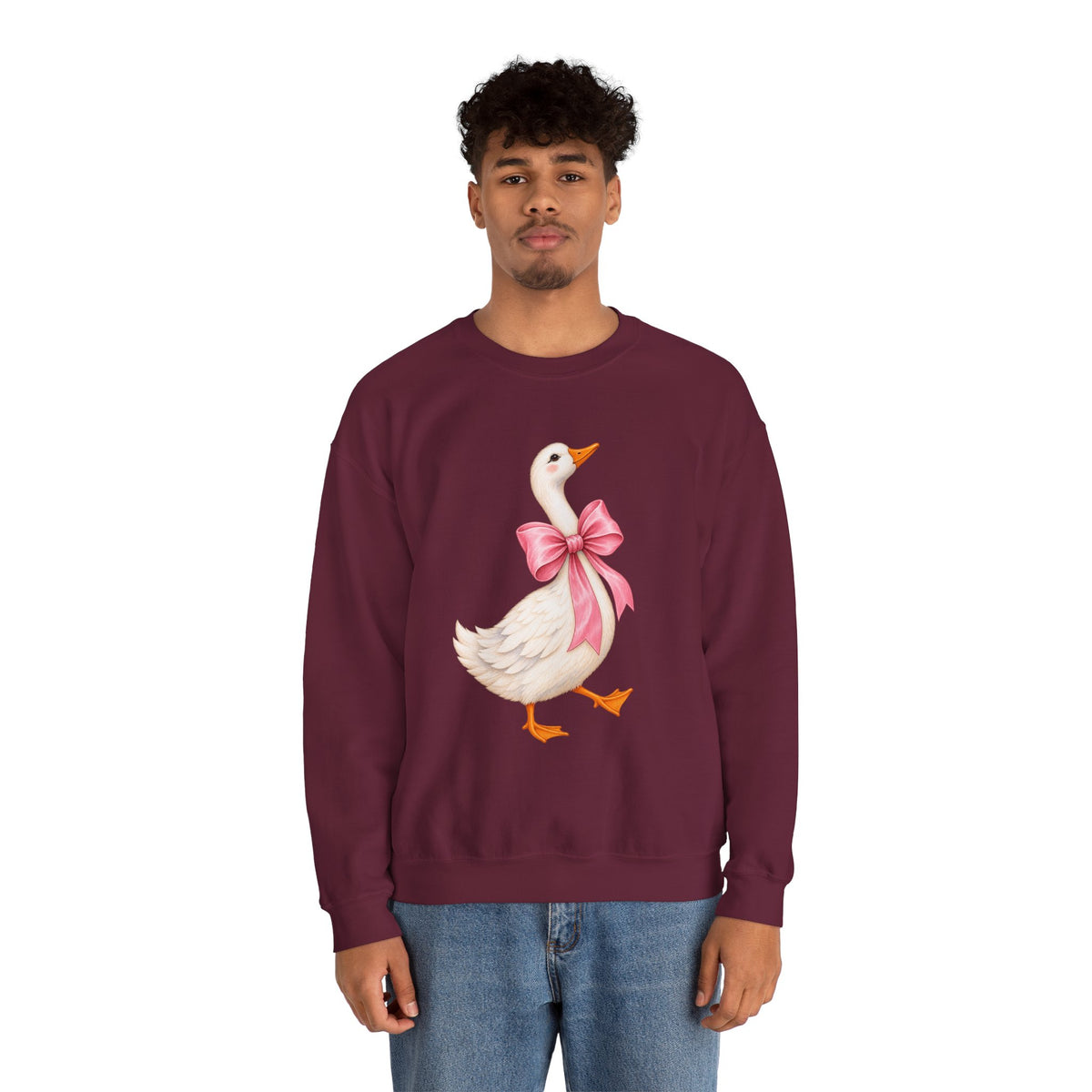 Cute Duck with Pink Bow Unisex Heavy Blend Crewneck Sweatshirt