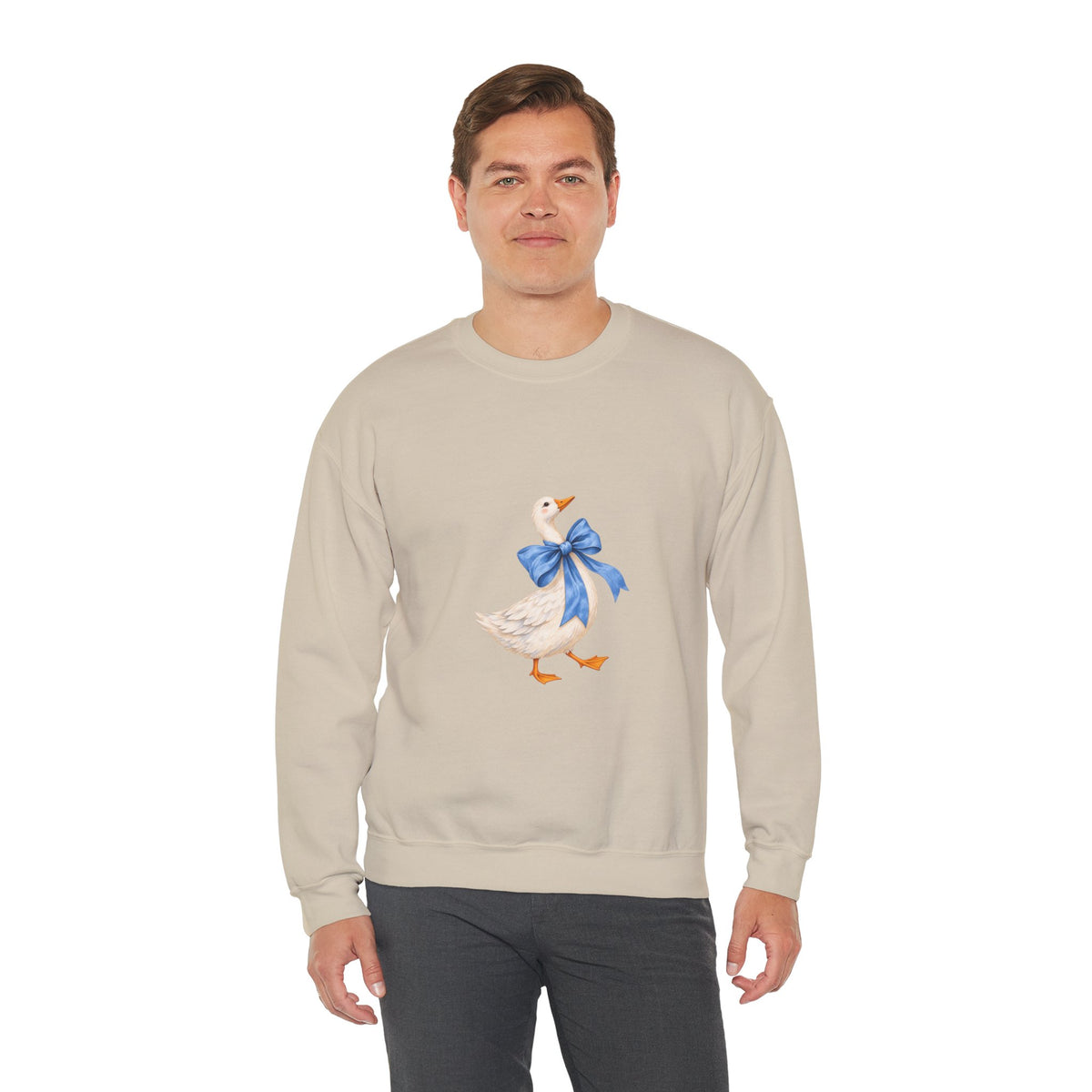 Cute Duck with blue bow Unisex Heavy Blend™ Crewneck Sweatshirt