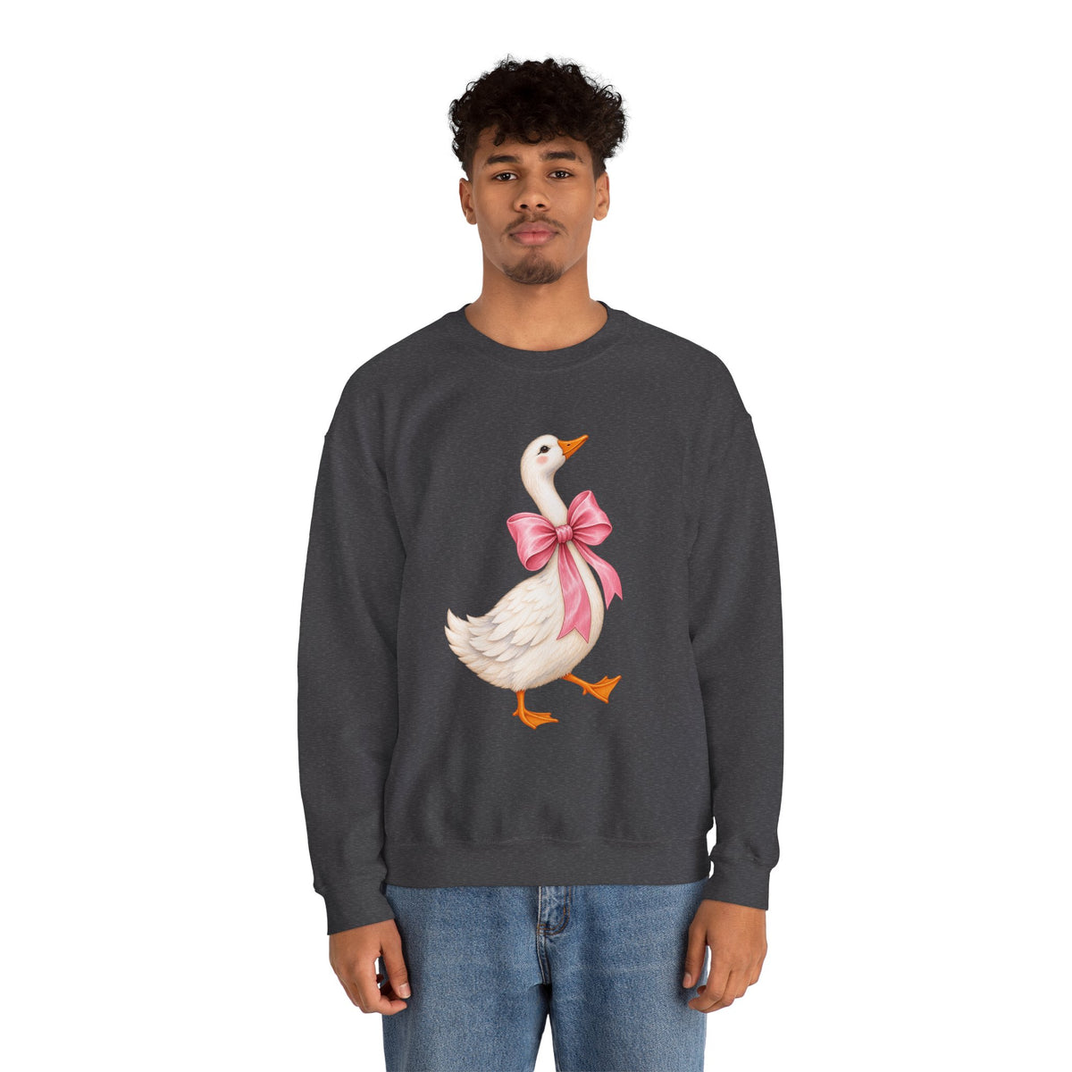 Cute Duck with Pink Bow Unisex Heavy Blend Crewneck Sweatshirt