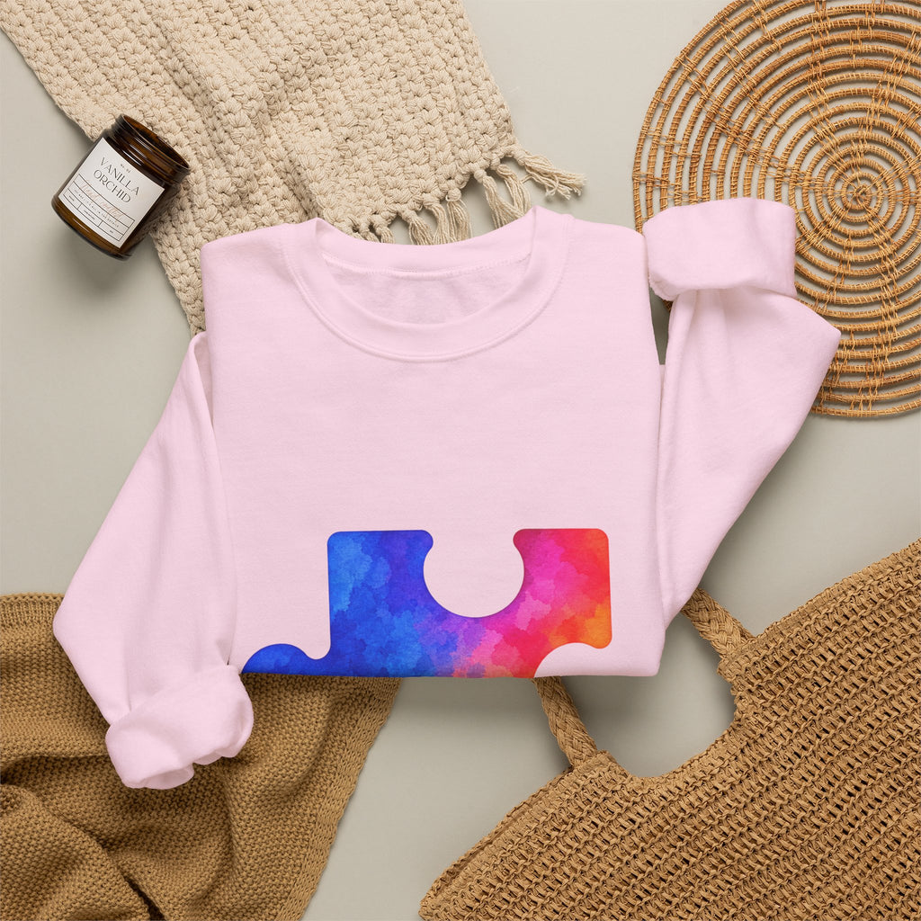 Puzzle Piece Crewneck Sweatshirt — Rainbow Autism Awareness Pullover