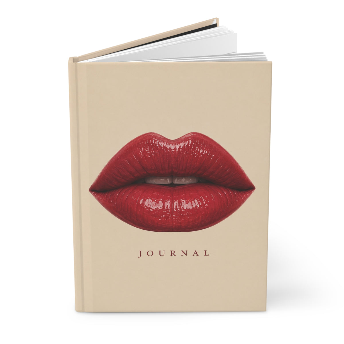 Lip Print Hardcover Journal — Chic Red Lips Lined Notebook