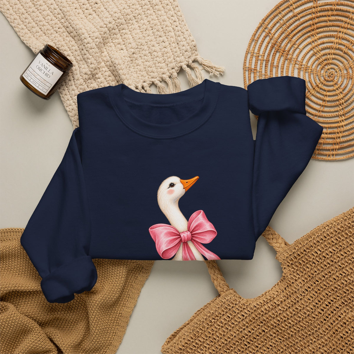Cute Duck with Pink Bow Unisex Heavy Blend Crewneck Sweatshirt