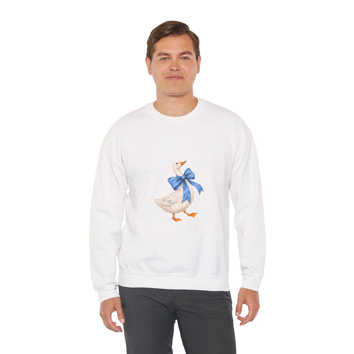 Cute Duck with blue bow Unisex Heavy Blend™ Crewneck Sweatshirt