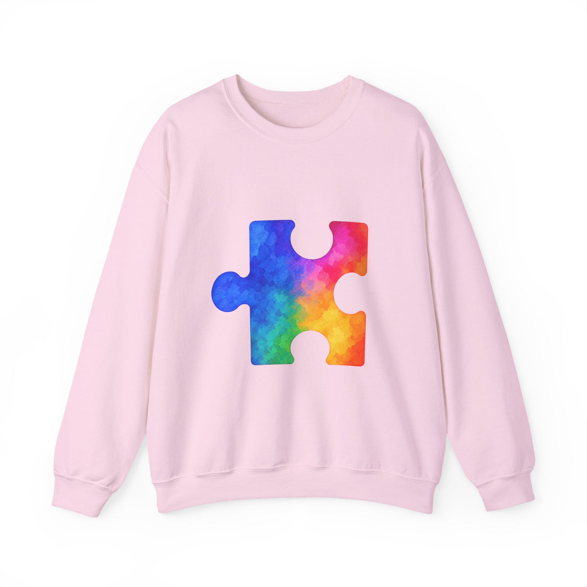 Puzzle Piece Crewneck Sweatshirt — Rainbow Autism Awareness Pullover