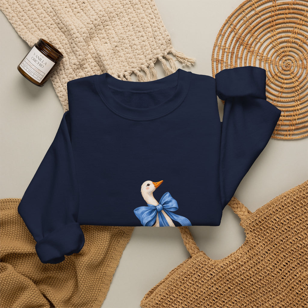 Cute Duck with blue bow Unisex Heavy Blend™ Crewneck Sweatshirt