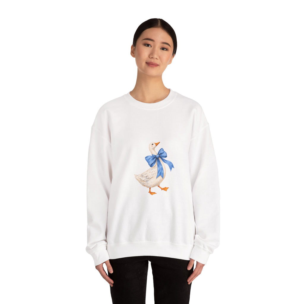 Cute Duck with blue bow Unisex Heavy Blend™ Crewneck Sweatshirt