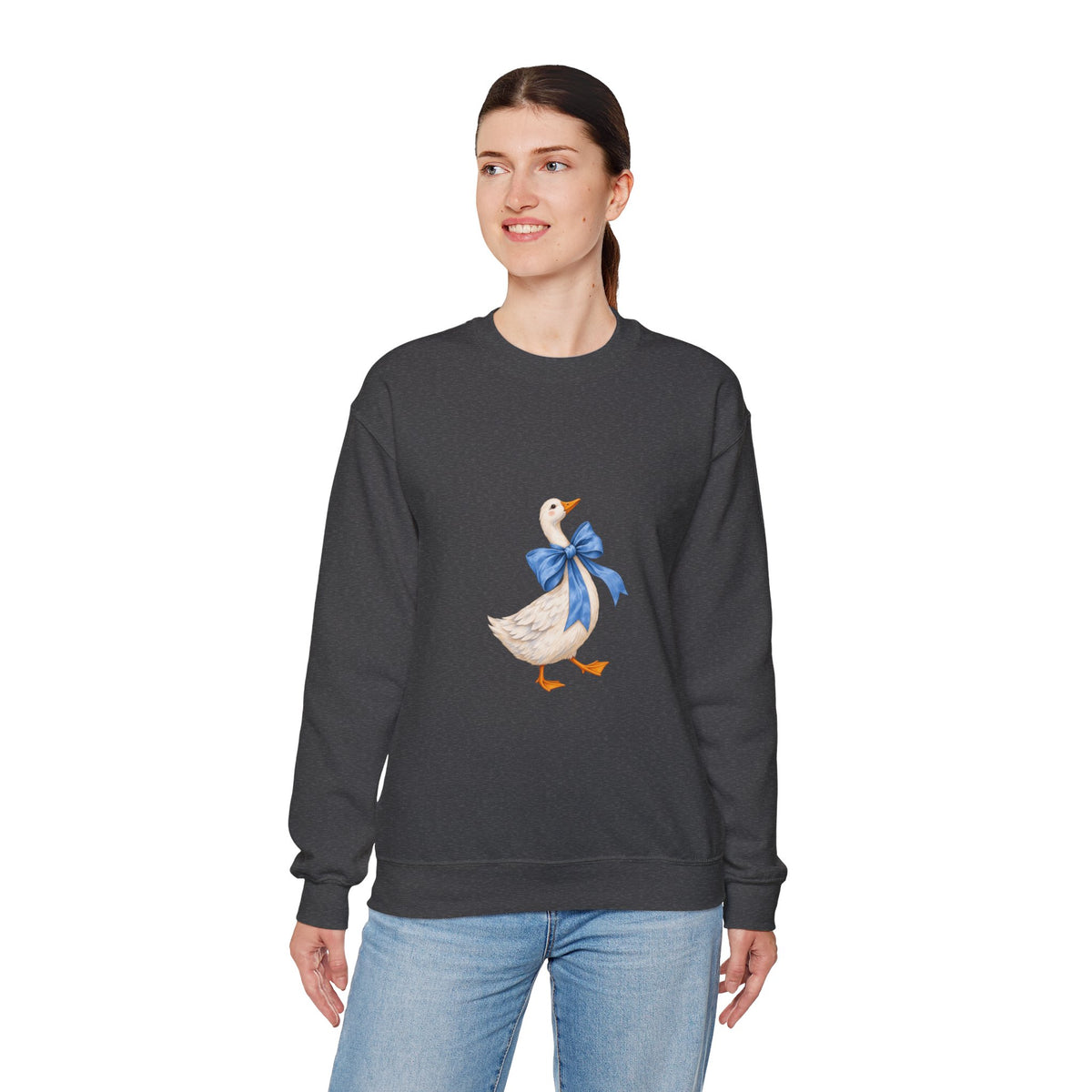 Cute Duck with blue bow Unisex Heavy Blend™ Crewneck Sweatshirt