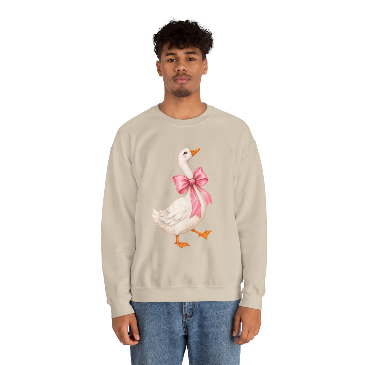Cute Duck with Pink Bow Unisex Heavy Blend Crewneck Sweatshirt