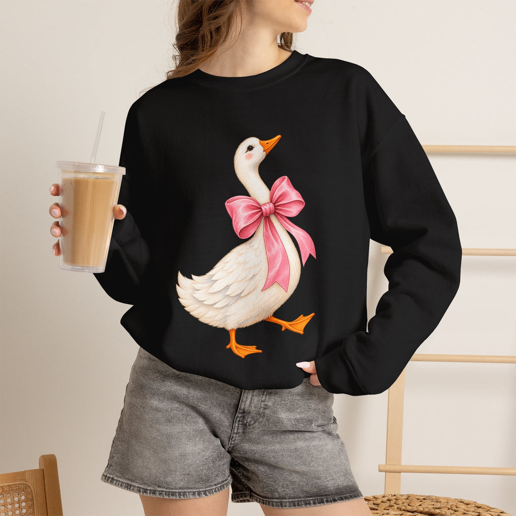 Cute Duck with Pink Bow Unisex Heavy Blend Crewneck Sweatshirt