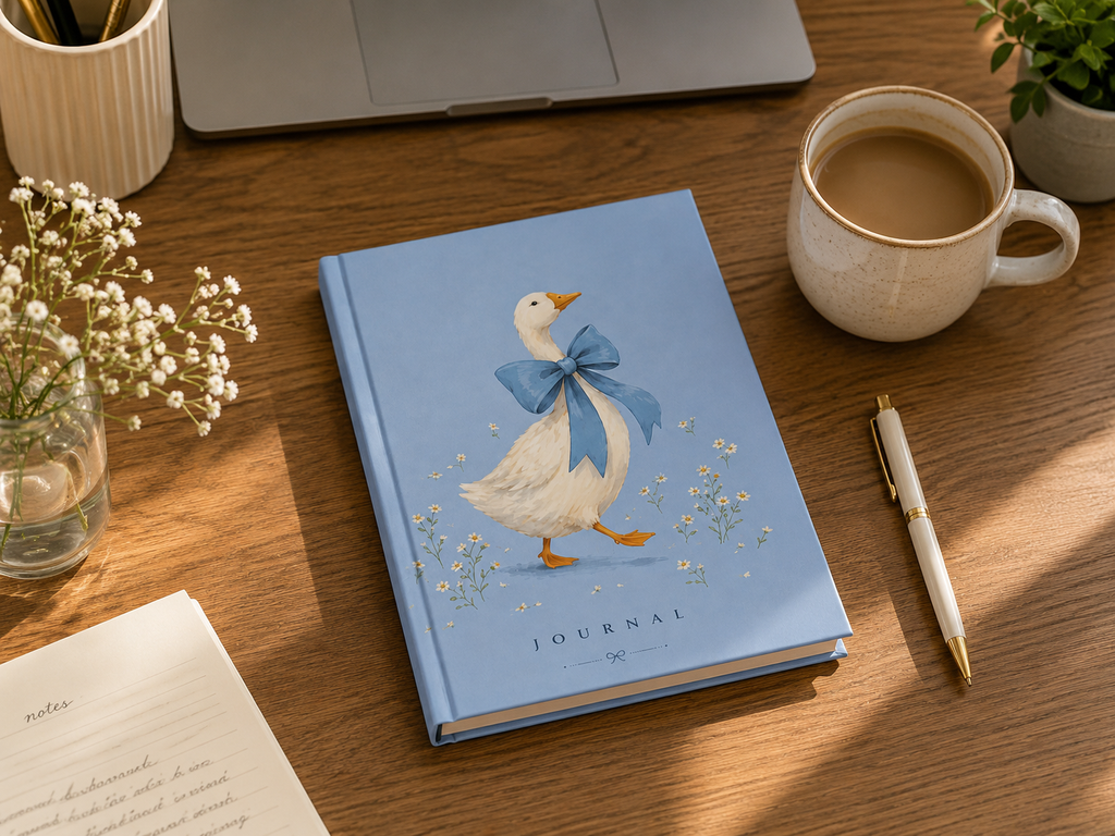 Cute Duck Hardcover Journal Matte, 150 pages, lined, 5x8