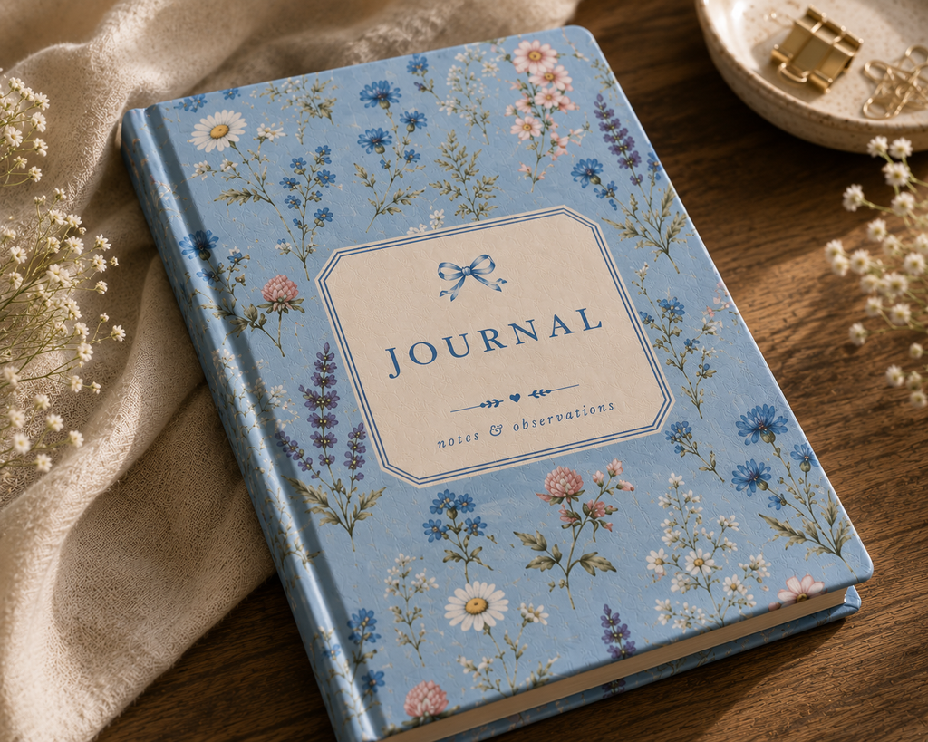 Blue Wildflower Journal – Floral Lined Notebook for Writing, Notes & Everyday Journaling, Hardcover