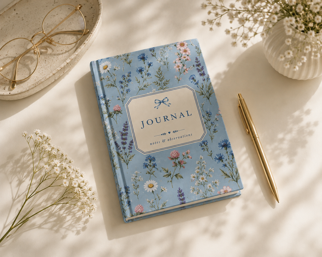 Blue Wildflower Journal – Floral Lined Notebook for Writing, Notes & Everyday Journaling, Hardcover