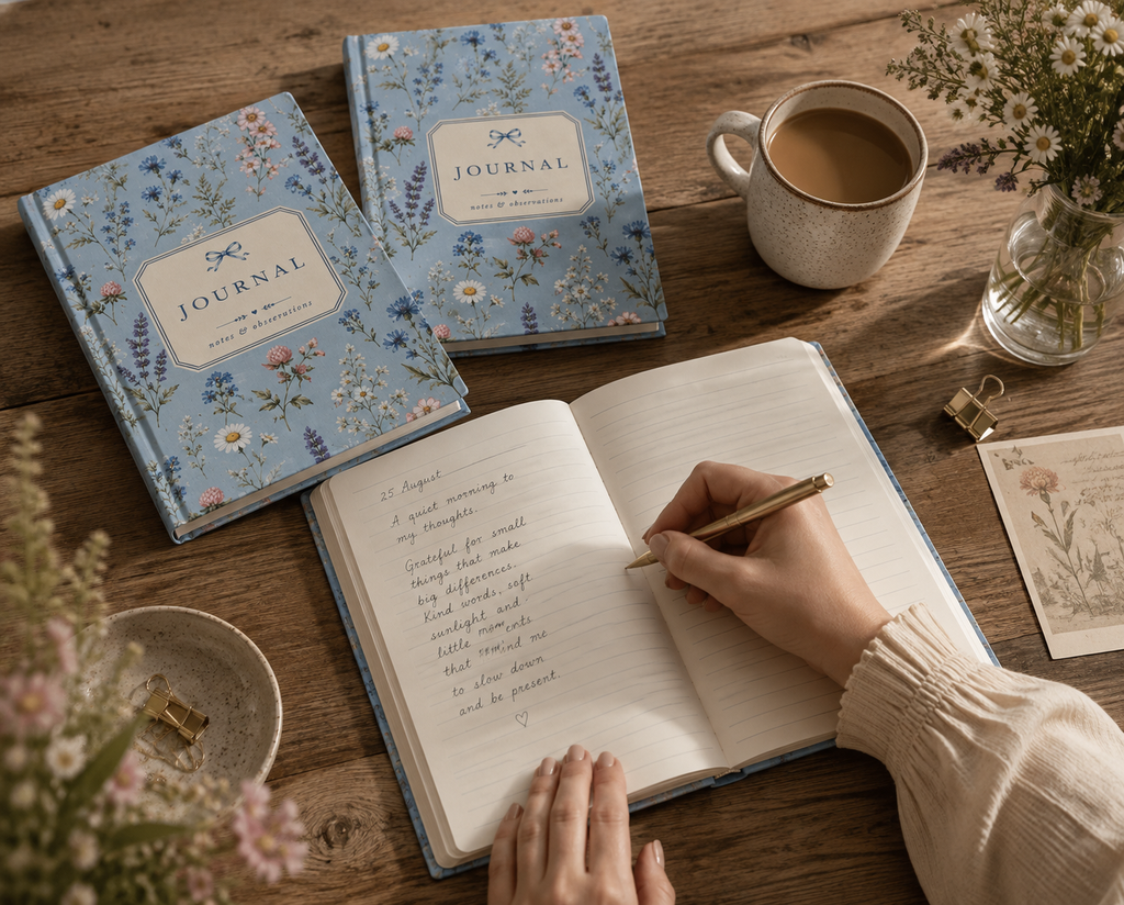 Blue Wildflower Journal – Floral Lined Notebook for Writing, Notes & Everyday Journaling, Hardcover