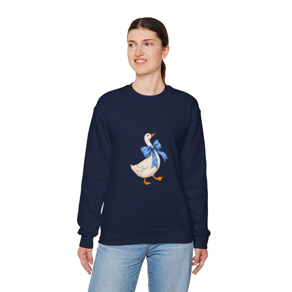 Cute Duck with blue bow Unisex Heavy Blend™ Crewneck Sweatshirt