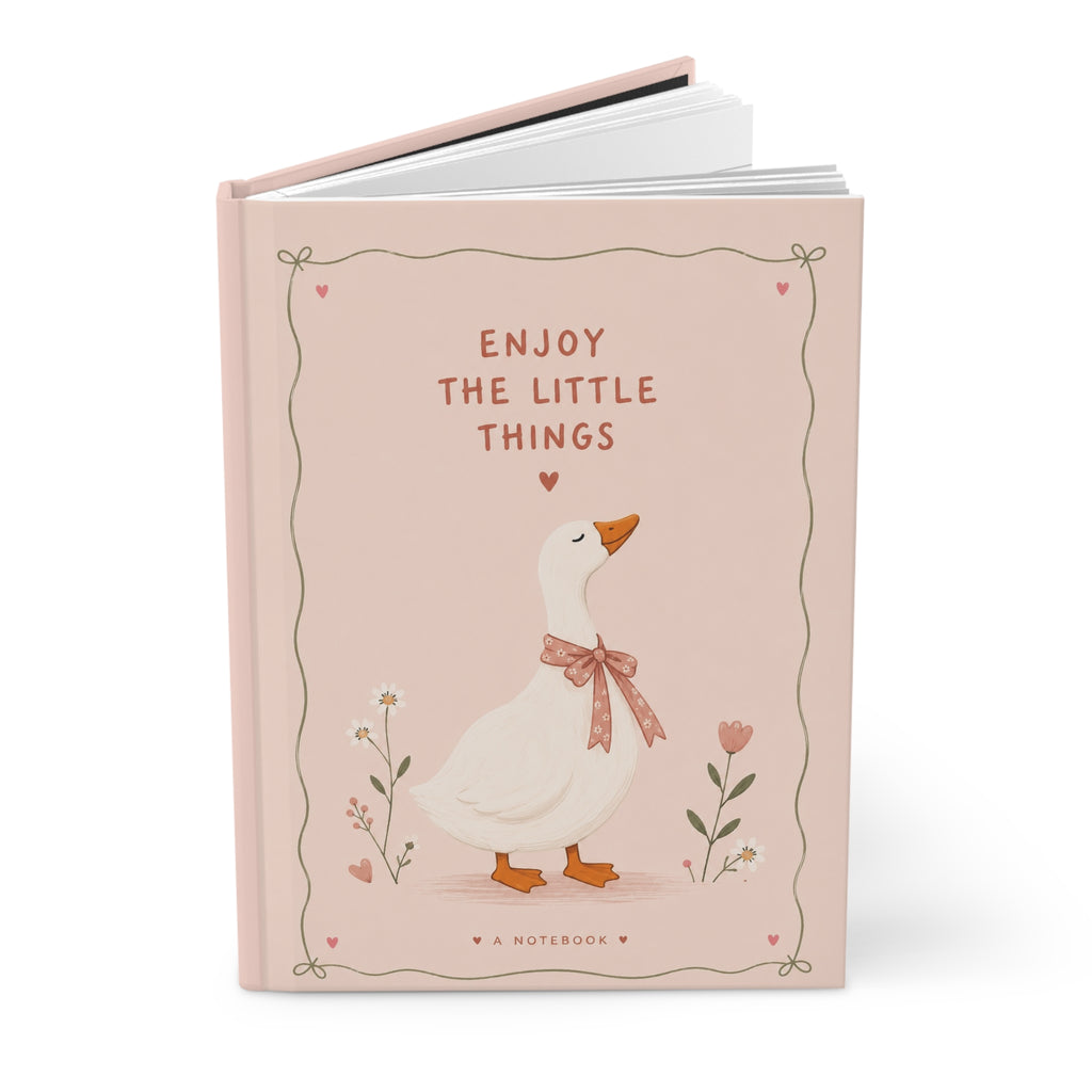 Enjoy the Little Things — Cute Goose Lined Notebook
