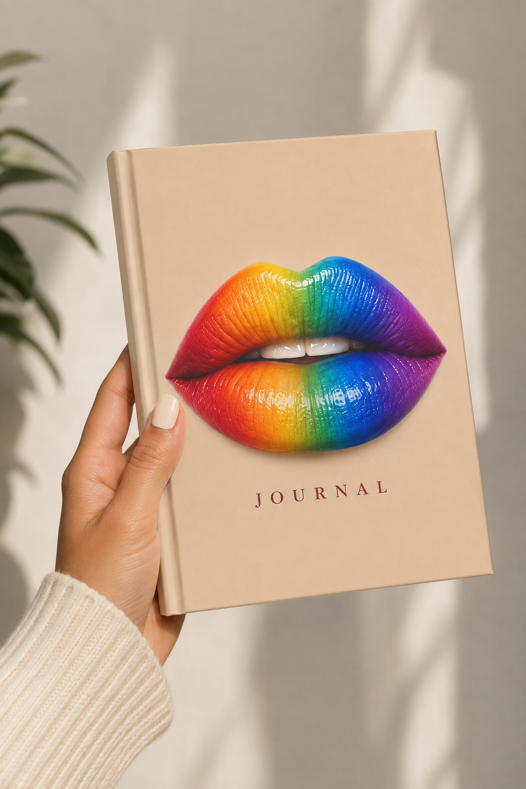Rainbow Lips Hardcover Journal — Lined Matte Notebook for Pride, Self-Expression & Creative Writing