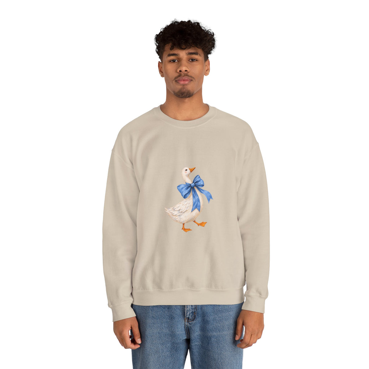 Cute Duck with blue bow Unisex Heavy Blend™ Crewneck Sweatshirt