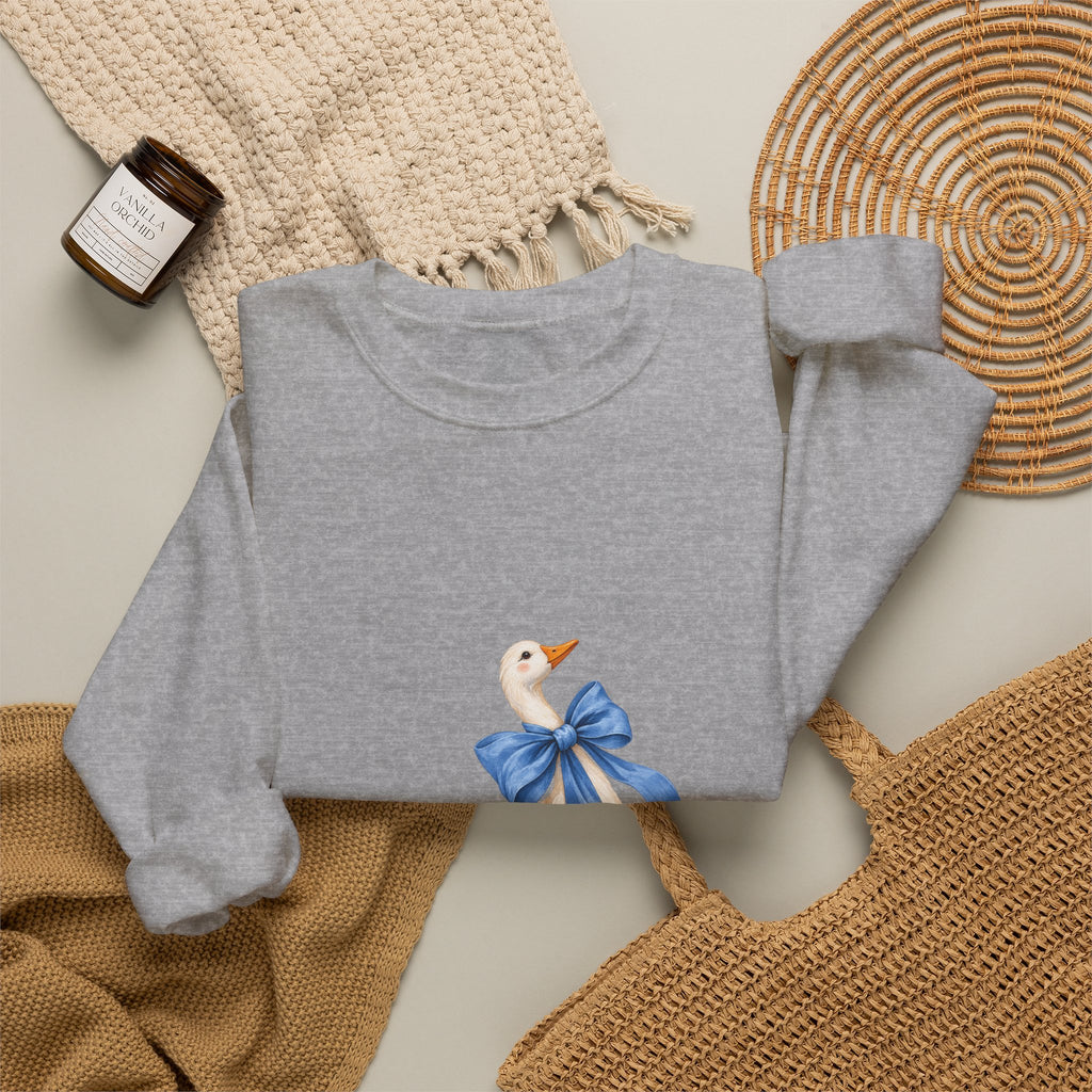 Cute Duck with blue bow Unisex Heavy Blend™ Crewneck Sweatshirt